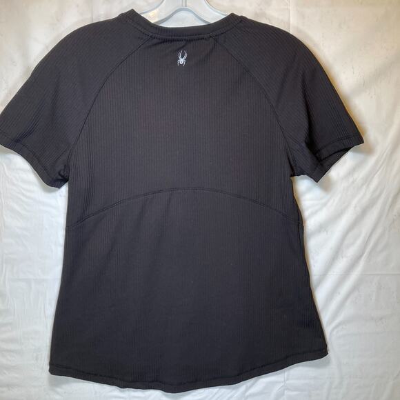 Spyder Active Shirt Women's Black Ribbed Short Sleeve Athletic Raglan Stretch S - Picture 5 of 9